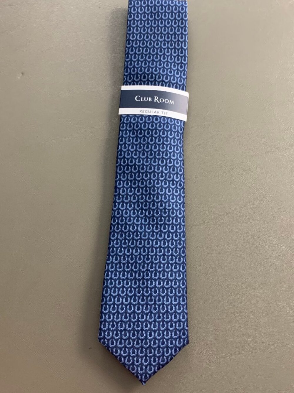 Club Room Men's 3'' 100% Polyester Neck Tie, Blue Horseshoe Pattern, One Size